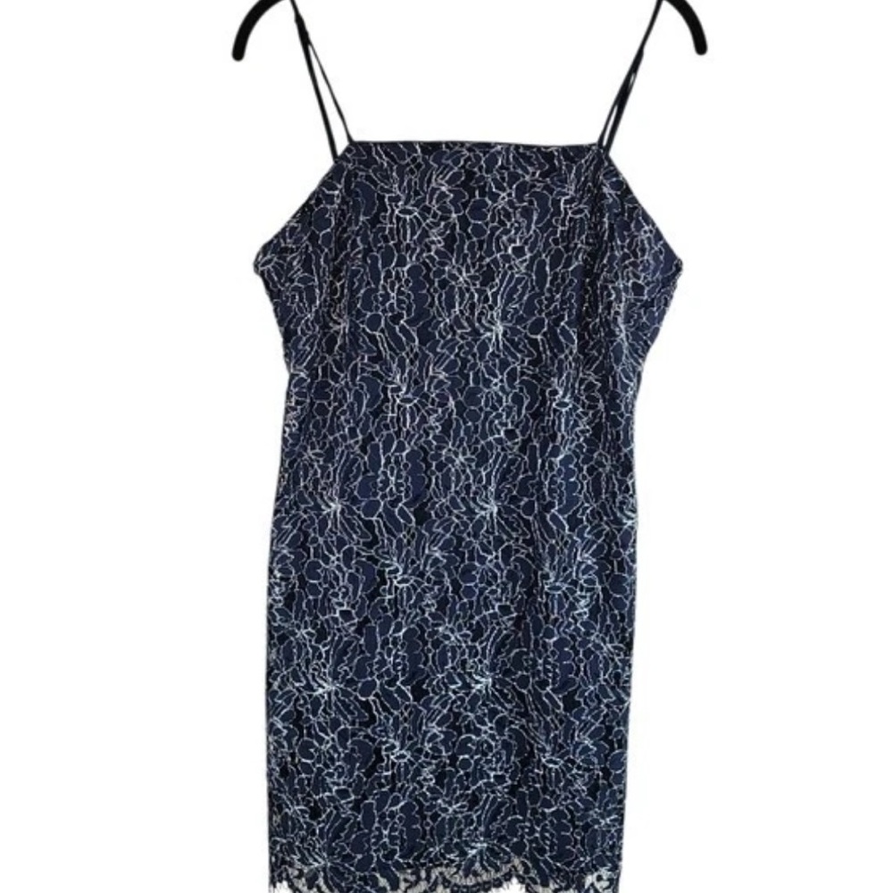 Francesca’s Mi Ami Navy & Silver Cut Out Cocktail Mini Dress NWT